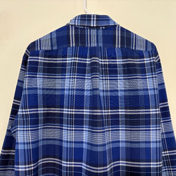Ralph Lauren Polo Men's Classic Blue Plaid Button-Down Oxford Shirt XL Logo - Picture 6 of 10